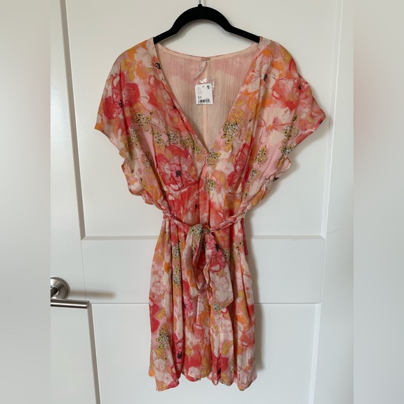 Free People Floral Mini Dress - Pink and Cream - Picture 5 of 14